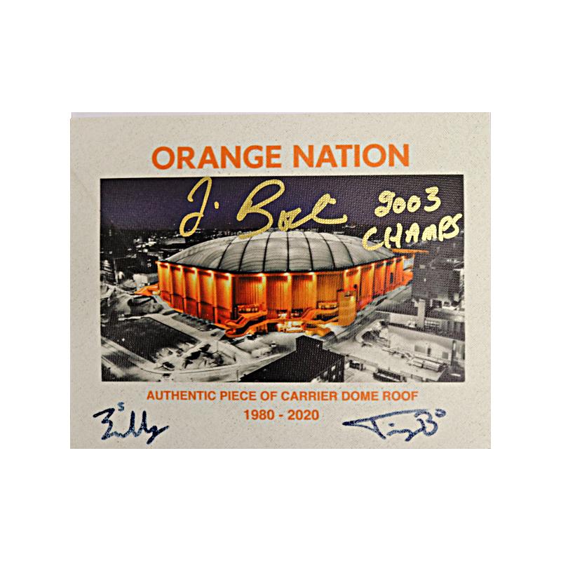 Coach, Buddy & Jimmy Triple Signed Orange Nation 11x14 Carrier Dome Roof Embellishment (CX Auth)