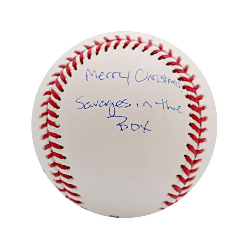 Aaron Boone New York Yankees Autographed and Inscribed "Merry Christmas!" "Savages in the Box" Baseball (CX Auth)
