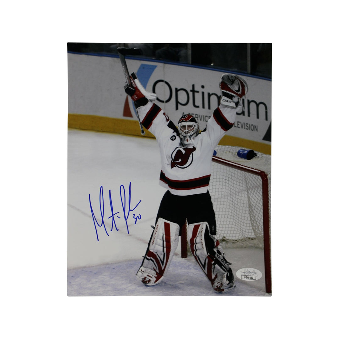 Martin Brodeur New Jersey Devils Autographed Arms Raised 8x10 Photograph (JSA Authenticated)