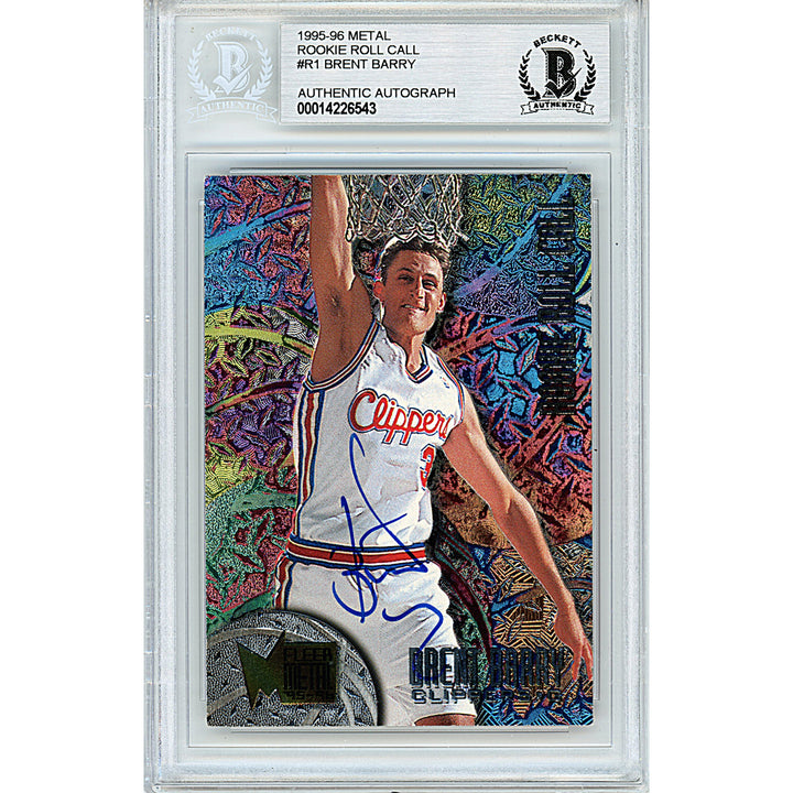 Brent Barry Signed Los Angeles Clippers 1995-96 Fleer Metal Basketball Card Beckett Autographed