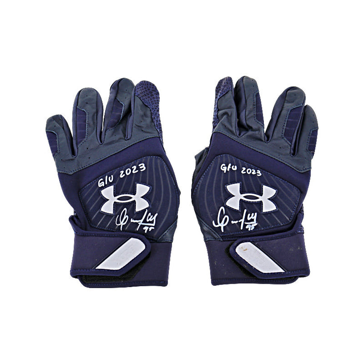 Oswaldo Cabrera New York Yankees Autographed and Inscribed "G/U 2023" Navy/Black Under Armour Batting Gloves