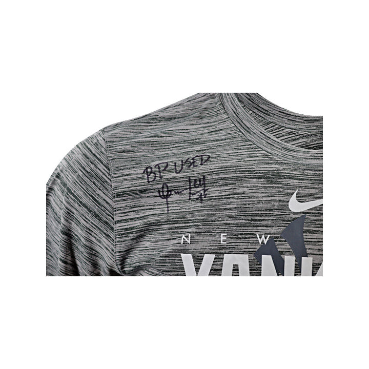Oswaldo Cabrera New York Yankees Autographed and Inscribed 2023 "B.P Used" Grey Nike Dri-Fit T-Shirt