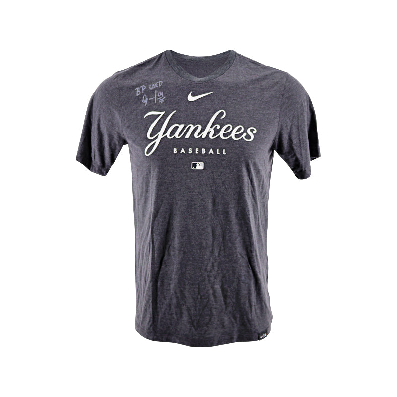 Oswaldo Cabrera New York Yankees Autographed and Inscribed 2023 "B.P Used" Grey Nike Cotton T-Shirt