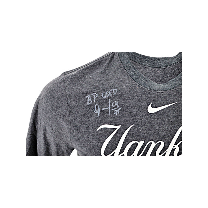 Oswaldo Cabrera New York Yankees Autographed and Inscribed 2023 "B.P Used" Grey Nike Cotton T-Shirt