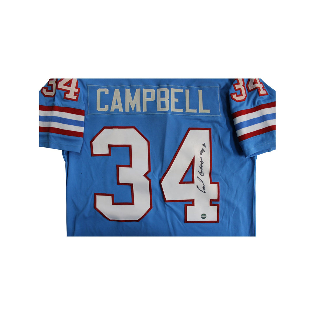 Earl Campbell Houston Oilers Autographed Blue Oilers Jersey Inscribed "HOF 91"