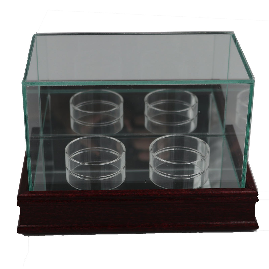 2 Baseball or Puck Glass Display Case with Cherrywood Base