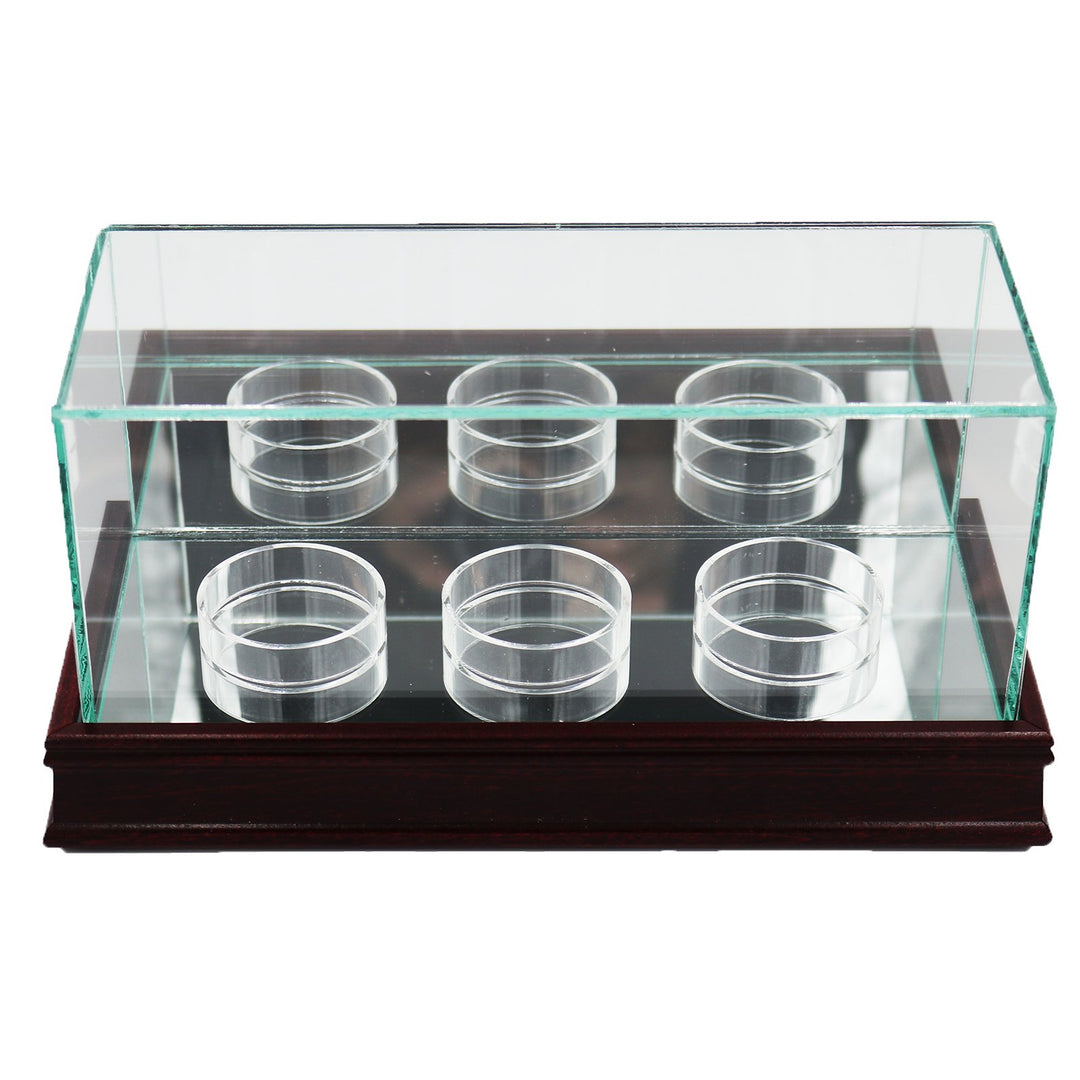 3 Baseball or Puck Display Case with Cherrywood Base