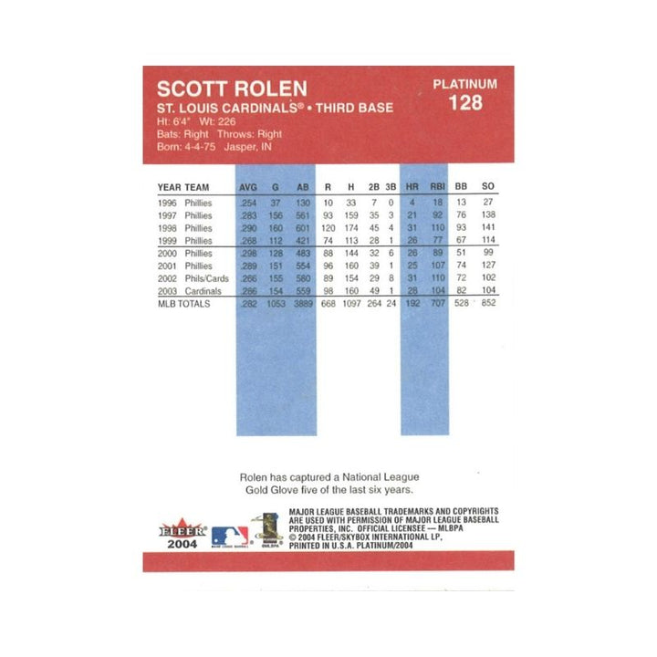 2004 Fleer Platinum Scott Rolen Autograph (CX Auth)