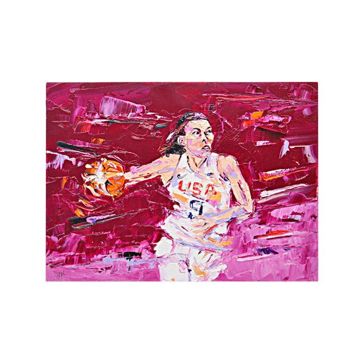 Breanna Stewart USA Olympics Dribbling Original Stephanie Reiter Artwork - 9"x12" on Wood
