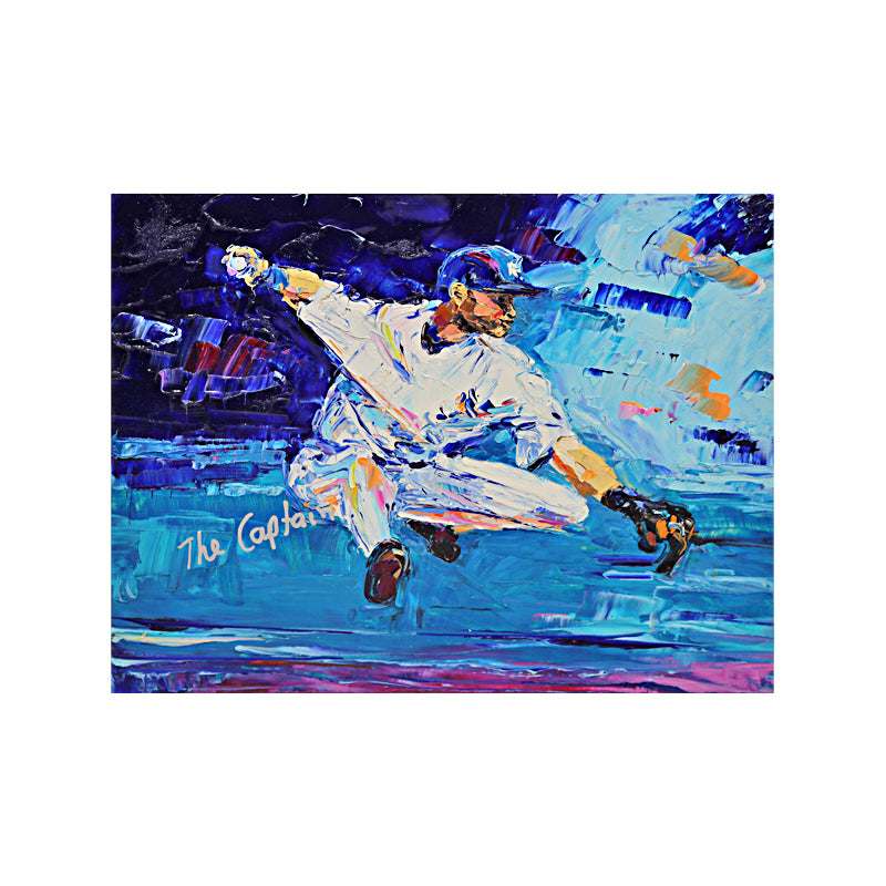 Derek Jeter New York Yankees "The Captain" Double Play Original Stephanie Reiter Artwork on 11x14 Piece of Wood