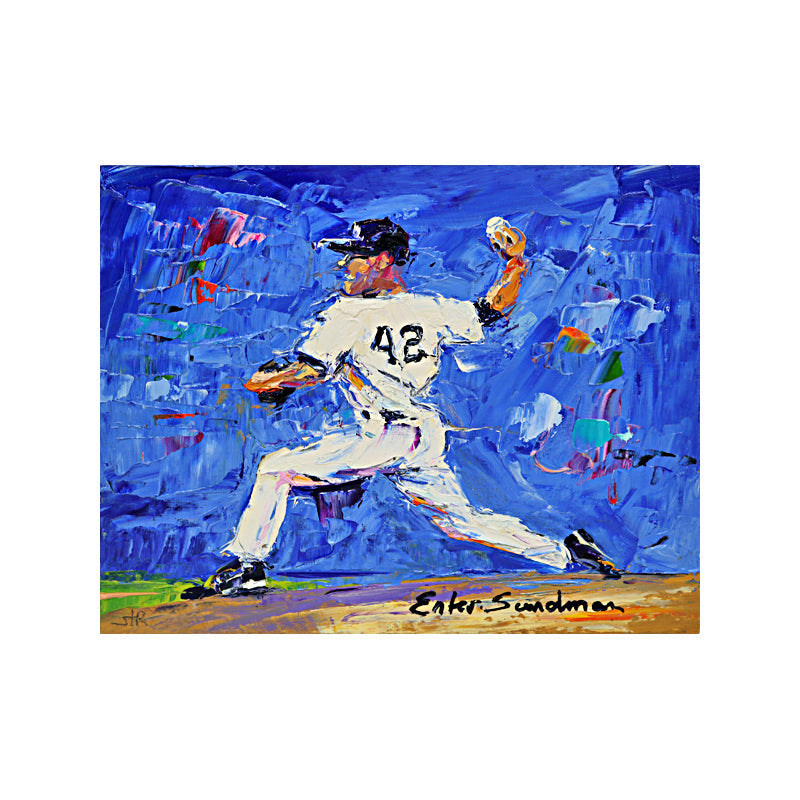 Mariano Rivera New York Yankees "Enter Sandman" Pitching Original Stephanie Reiter Artwork - 8"x10" on Wood
