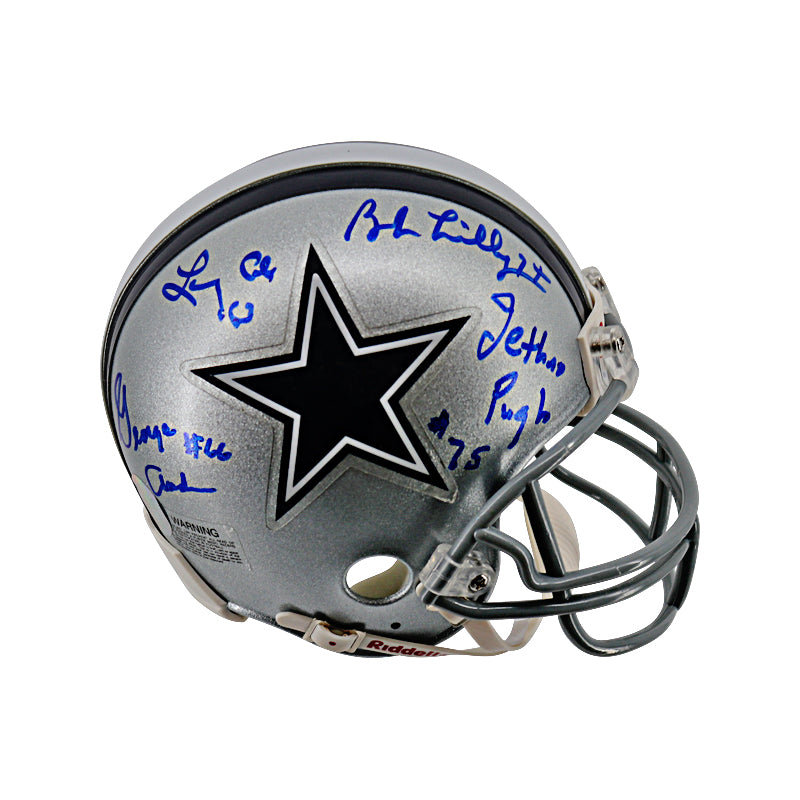 Lilly, Pugh, Cole, Andrie Dallas Cowboys Doomsday Defense Autographed Signed Replica Mini Helmet (Schwartz Holo)