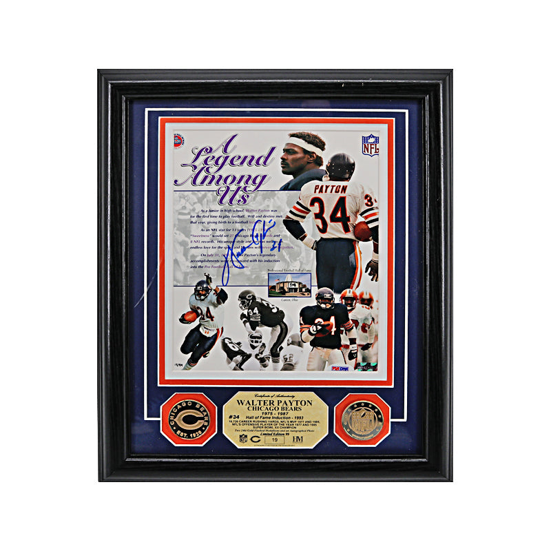 Walter Payton Chicago Bears A Legend Among Us Autographed Signed Highland Mint Collage LE #/99 (PSA Holo)