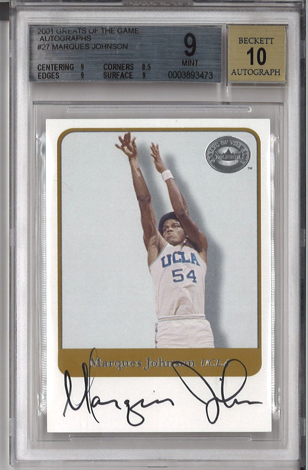2001 Fleer Greats Of The Game Marques Johnson Autograph BGS 9