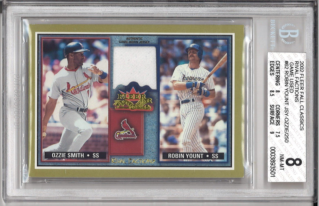 2002 Fleer Fall Classics Robin Yount & Ozzie Smith Rival Factions BGS 8