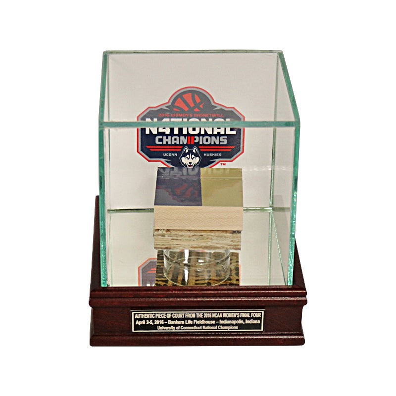 University of Connecticut 2" x 2" 2016 Women's Final Four Court Piece in Glass Display Case