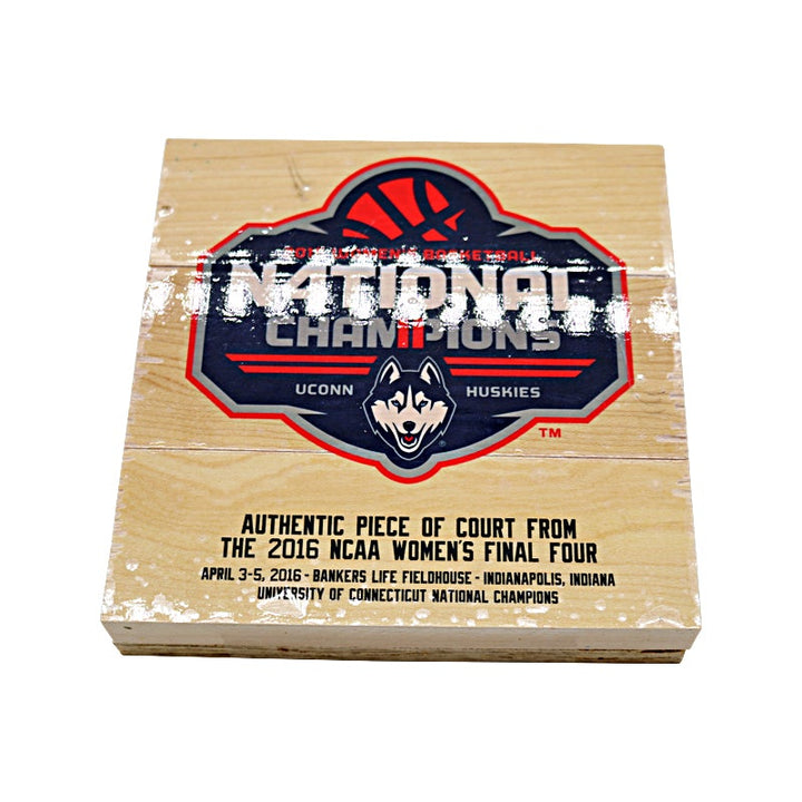 Authentic 6" x6" Piece of Women's 2016 NCAA Final Four Court with University of Connecticut Women's National Championship Logo