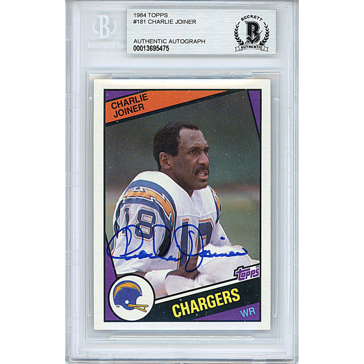Charlie Joiner Signed 1984 Topps Football Card Beckett Los Angeles Chargers Autographed