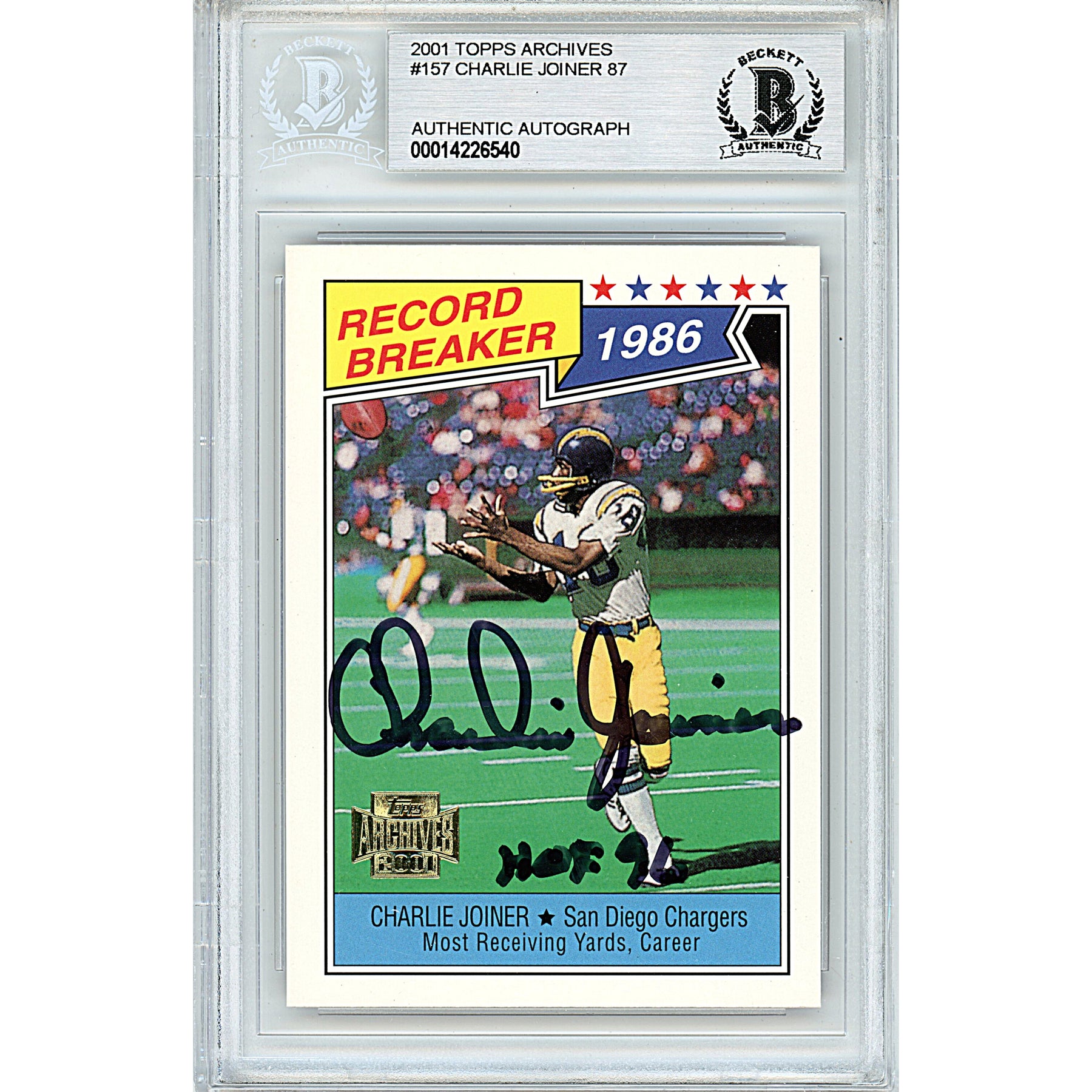 Charlie Joiner Signed 2001 Topps Archive Football Card Beckett Los Ang –  CollectibleXchange