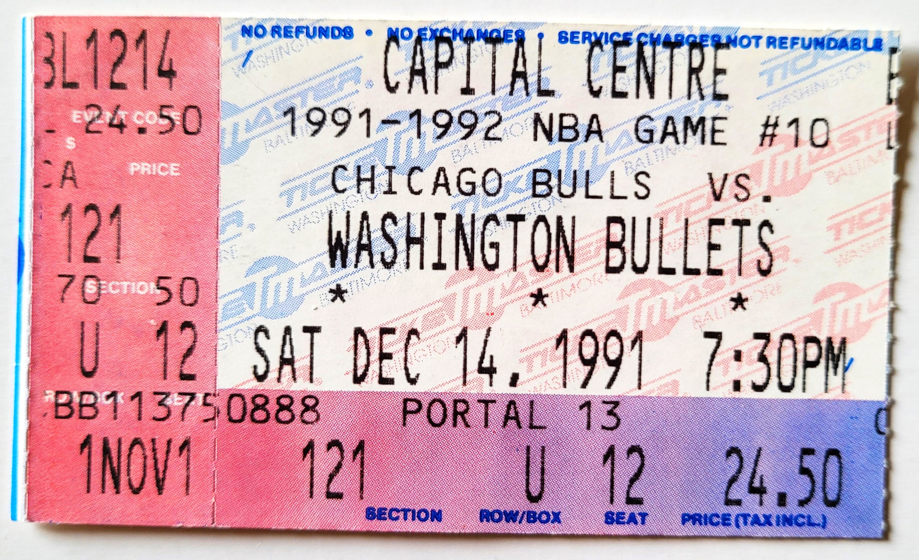 rådgive lærken der ovre Chicago Bulls vs. Washington Bullets Dec. 14.1991 (Michael Jordan 29 p –  CollectibleXchange