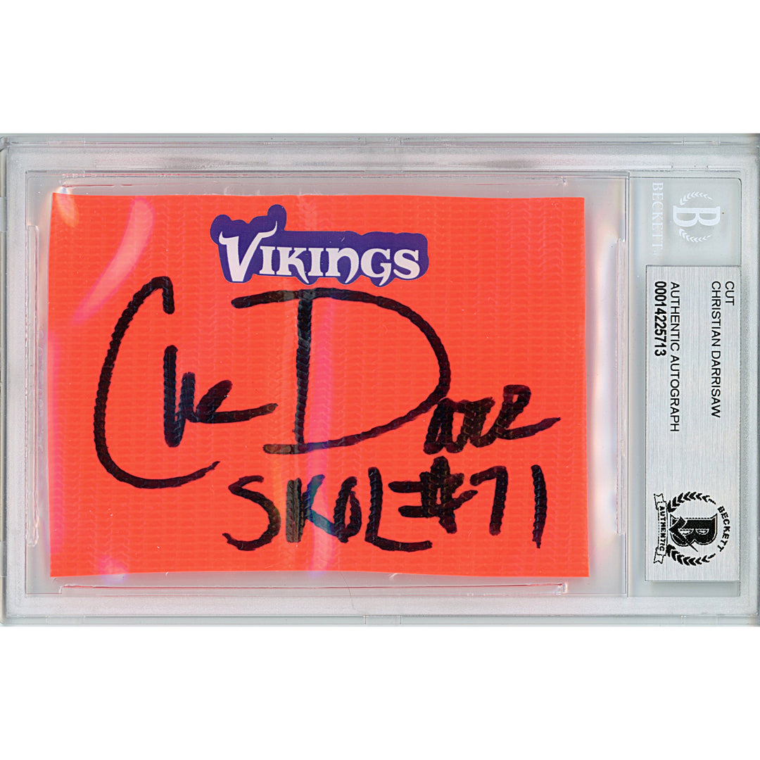 Christian Darrisaw Signed Minnesota Vikings Football Pylon Piece Beckett Slab Autographed