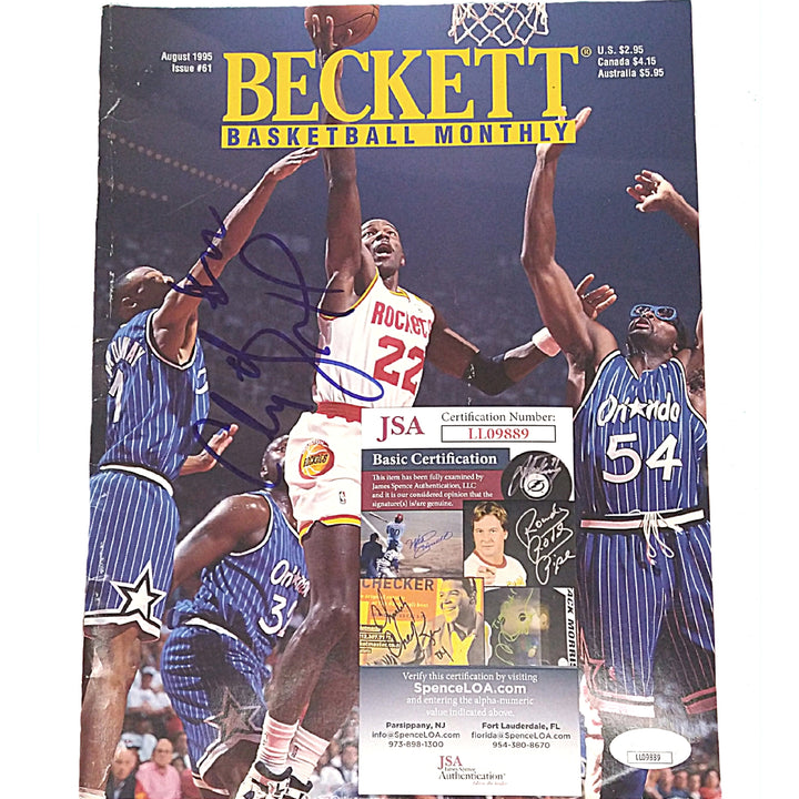 Clyde Drexler Signed NBA Basketball Beckett Guide Magazine JSA Houston Rockets Autographed
