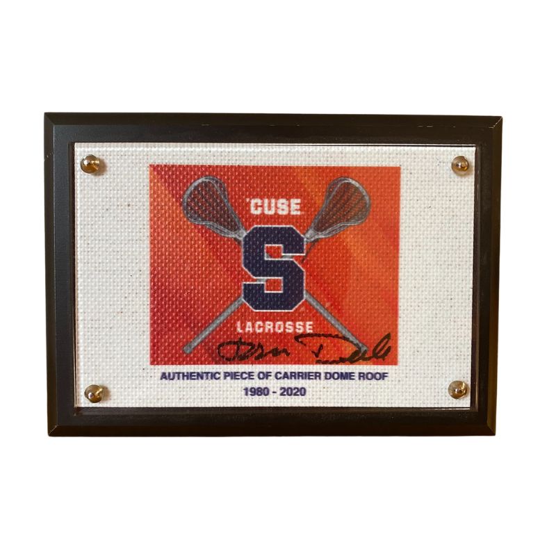 John Desko Autographed Syracuse University Lacrosse Logo on an Authentic 5"x7" Piece of Carrier Dome Roof 