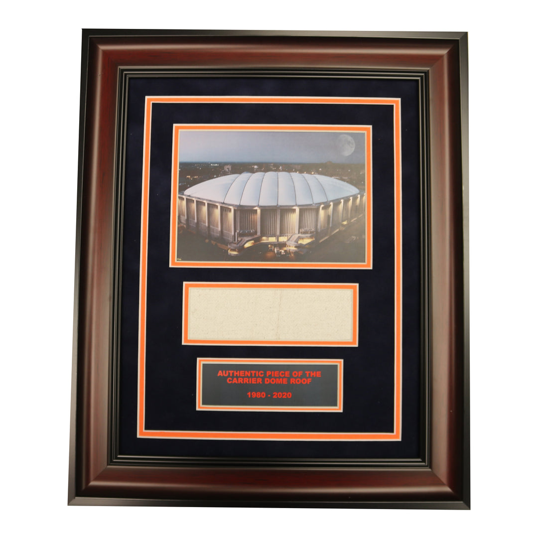 Syracuse University Dome Exterior Photo Framed Collage withAuthentic Carrier Dome Roof - CollectibleXchange