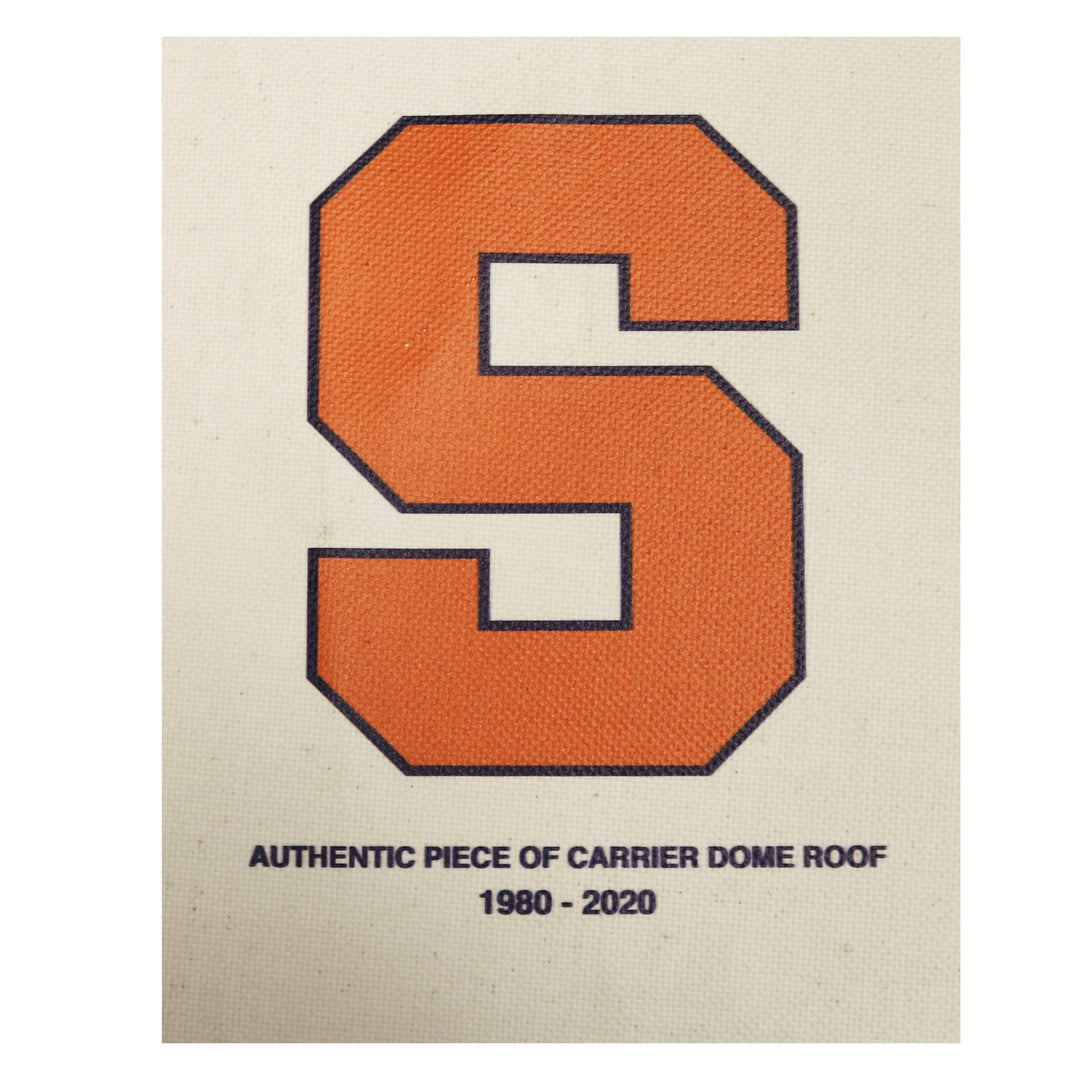 Syracuse University Authentic 11x 14 Piece of Carrier Dome Roof with Orange S Logo Imprinted - CollectibleXchange
