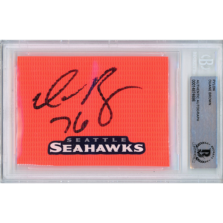 Duane Brown Signed Seattle Seahawks Football End Zone Pylon Beckett Slab Autographed