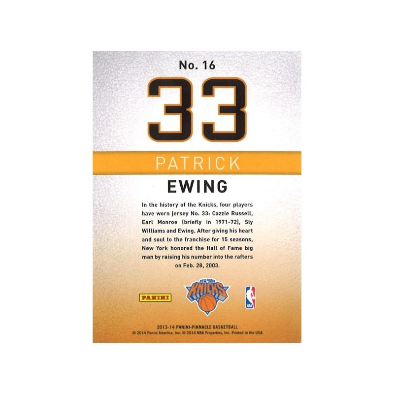 2013-14 Panini Pinnacle Patrick Ewing Behind The Number Artist Proof Autograph (CX Auth)