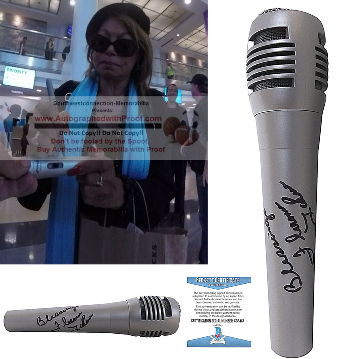 Florence LaRue of The Fifth Dimension Signed Microphone Exact Proof Photo Beckett BAS Cert S38413