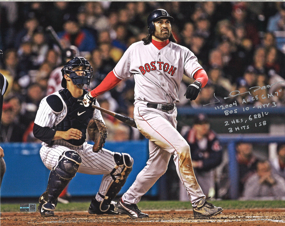 Johnny Damon Boston Red Sox Autographed 11x14 Photo w/2004 ALCS Game 7 Inscription