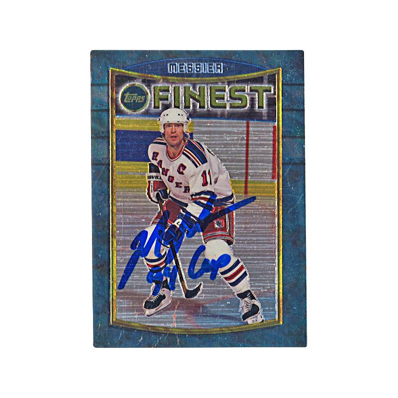 Mark Messier Autographed & Inscr "94 Cup" New York Rangers 1995 Topps Finest (#16) Trading Card