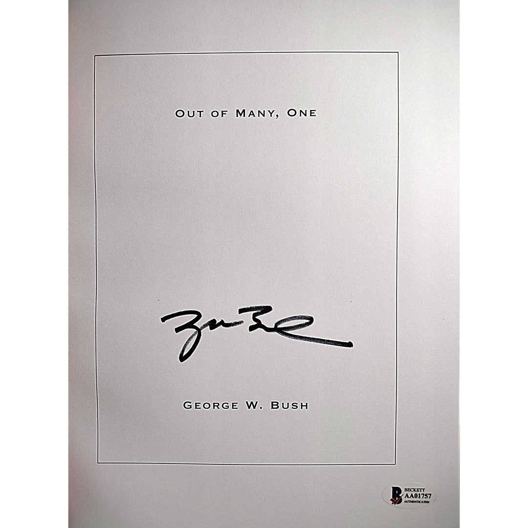 George W. Bush Autographed Out Of Many, One Hardcover Book Beckett BAS LOA USA President Signed