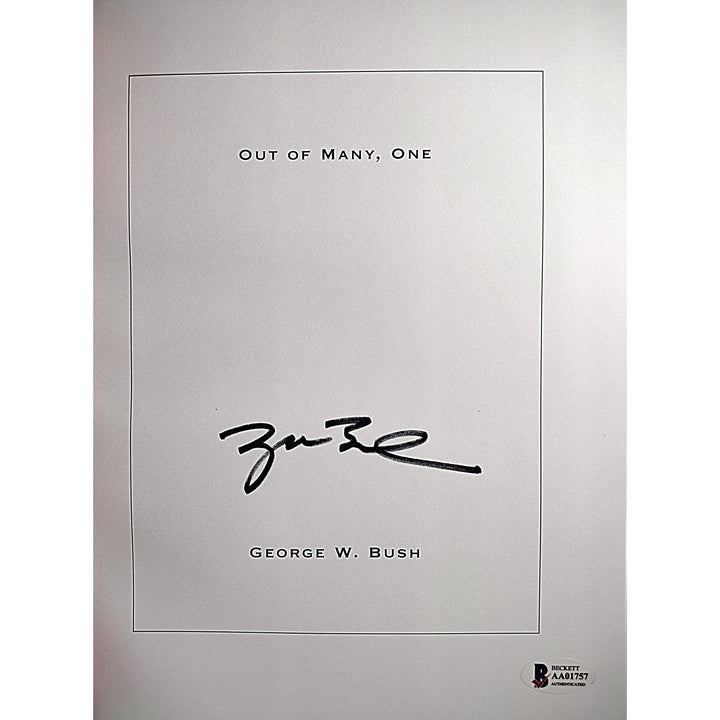 George W. Bush Autographed Out Of Many, One Hardcover Book Beckett BAS LOA USA President Signed