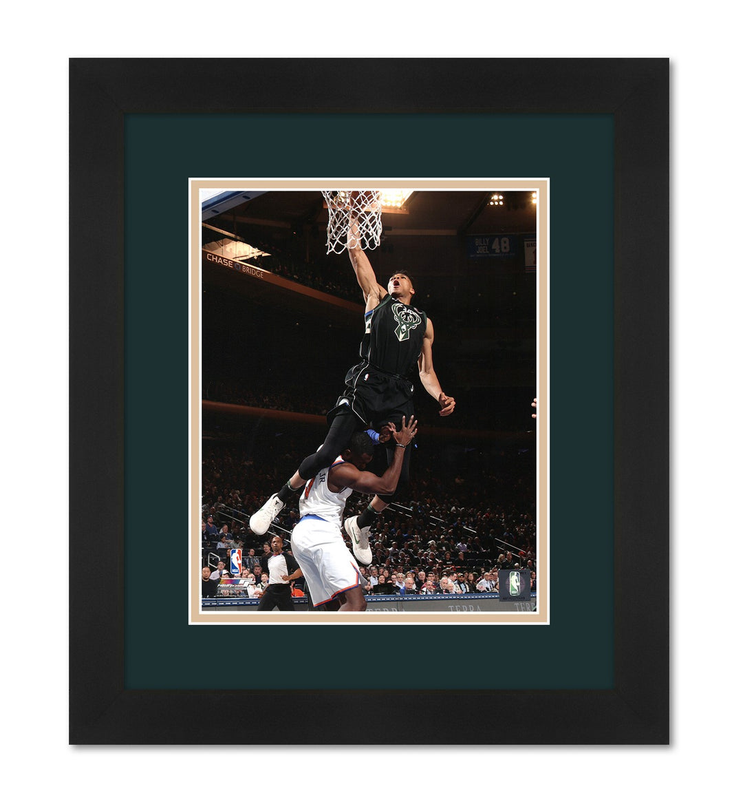Giannis Antetokounmpo Milwaukee Bucks Photo Professionally Framed 13 x16 High Quality Black Frame with Team Color Matting-