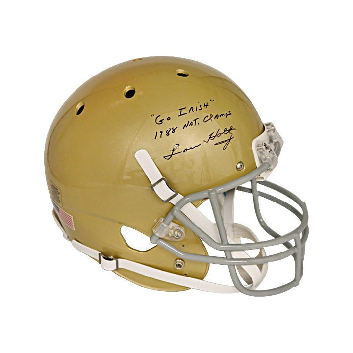 Lou Holtz Notre Dame Autographed & Inscribed Go Irish 1988 Champs Notre Dame Replica Helmet (CX Auth)