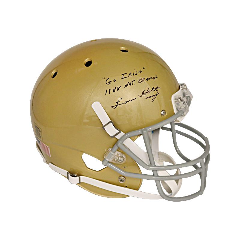 Autographed/Signed Lou Holtz 1988 National Champs Notre Dame White