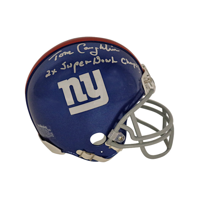 Tom Coughlin New York Giants Autographed Replica Mini Helmet with 2x Super Bowl Champs Inscr (CX)