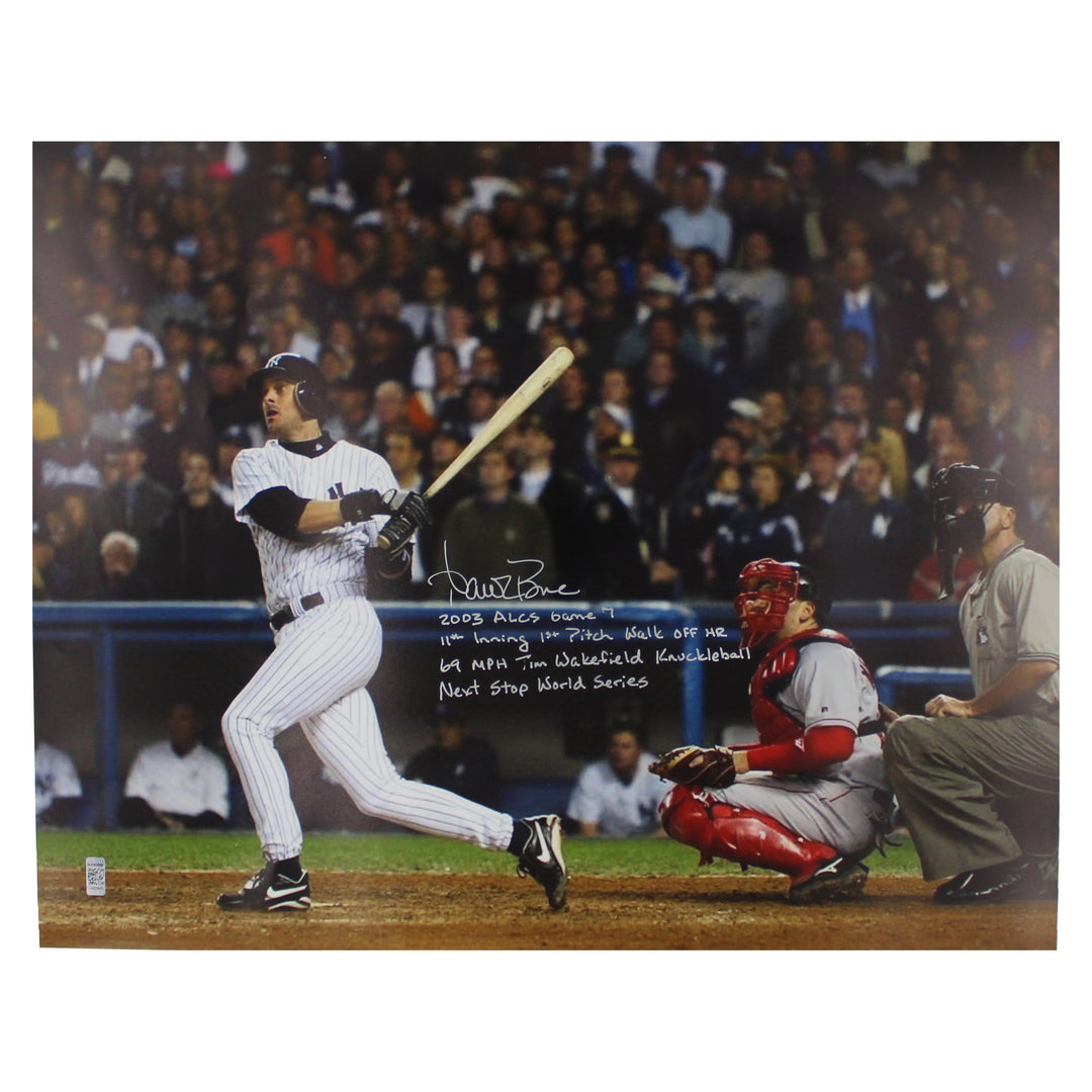 Aaron Boone New York Yankees Autographed and "Multi Inscribed 2003 ALCS GW HR" 16x20 Photo