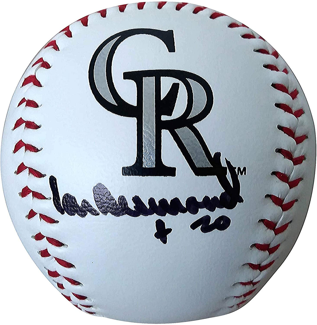 Ian Desmond Signed Colorado Rockies Logo Baseball Exact Proof Photo Signing Beckett BAS Cert S38665