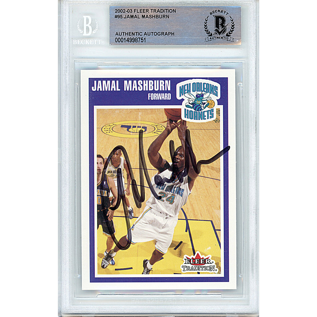 Jamal Mashburn Signed 2002-03 Fleer Basketball Card Charlotte Hornets Beckett Autographed