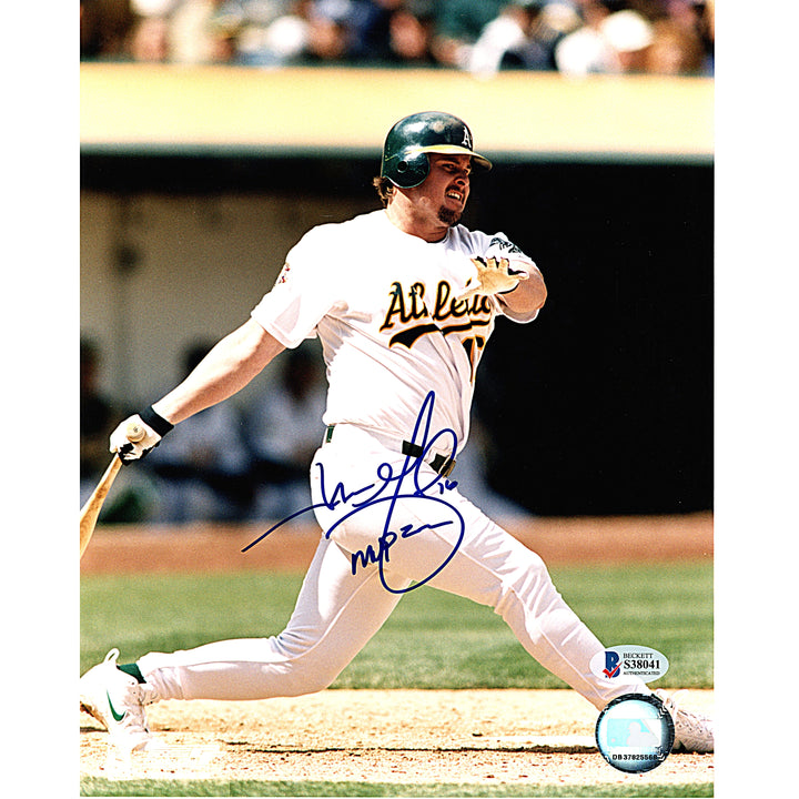 Jason Giambi Oakland Athletics A's Signed Baseball 8x10 Photo MVP 2000 Inscription Beckett BAS Cert