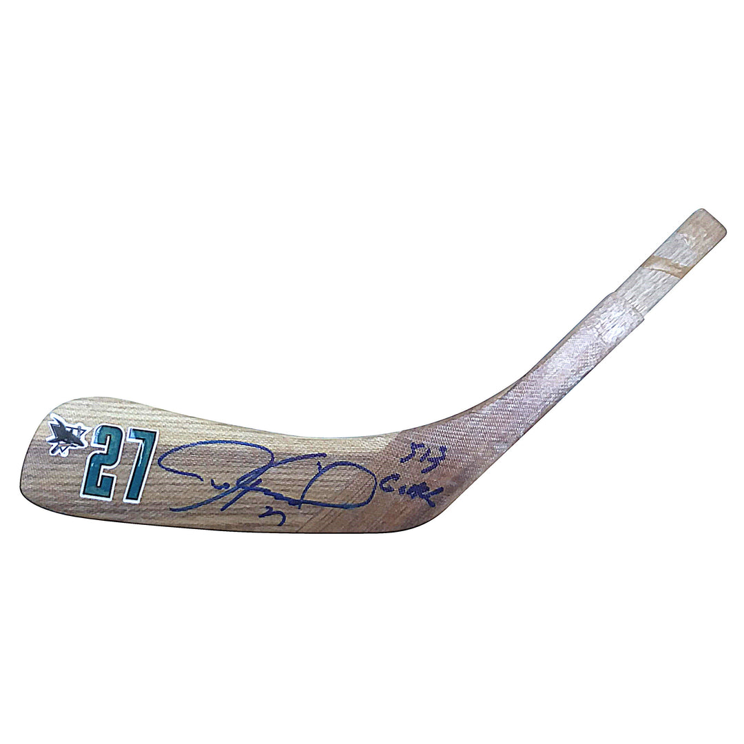 Jeremy Roenick Signed San Jose Sharks Logo Hockey Stick Blade Inscription Proof Photo Beckett BAS