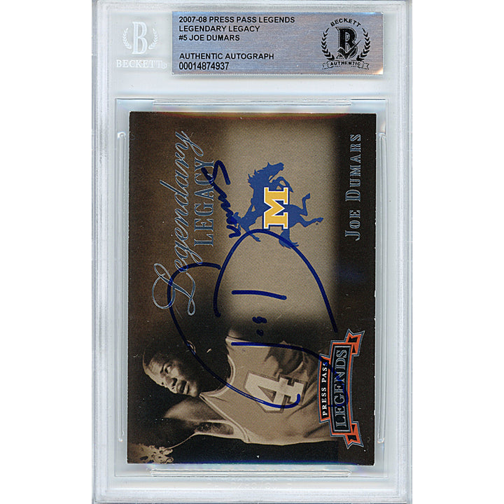Joe Dumars Signed 2007-08 Press Pass Legends Basketball Card Beckett Detroit Pistons Autograph