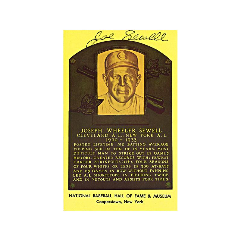 Joe Sewell Autographed HOF Plaque (JSA Auth)
