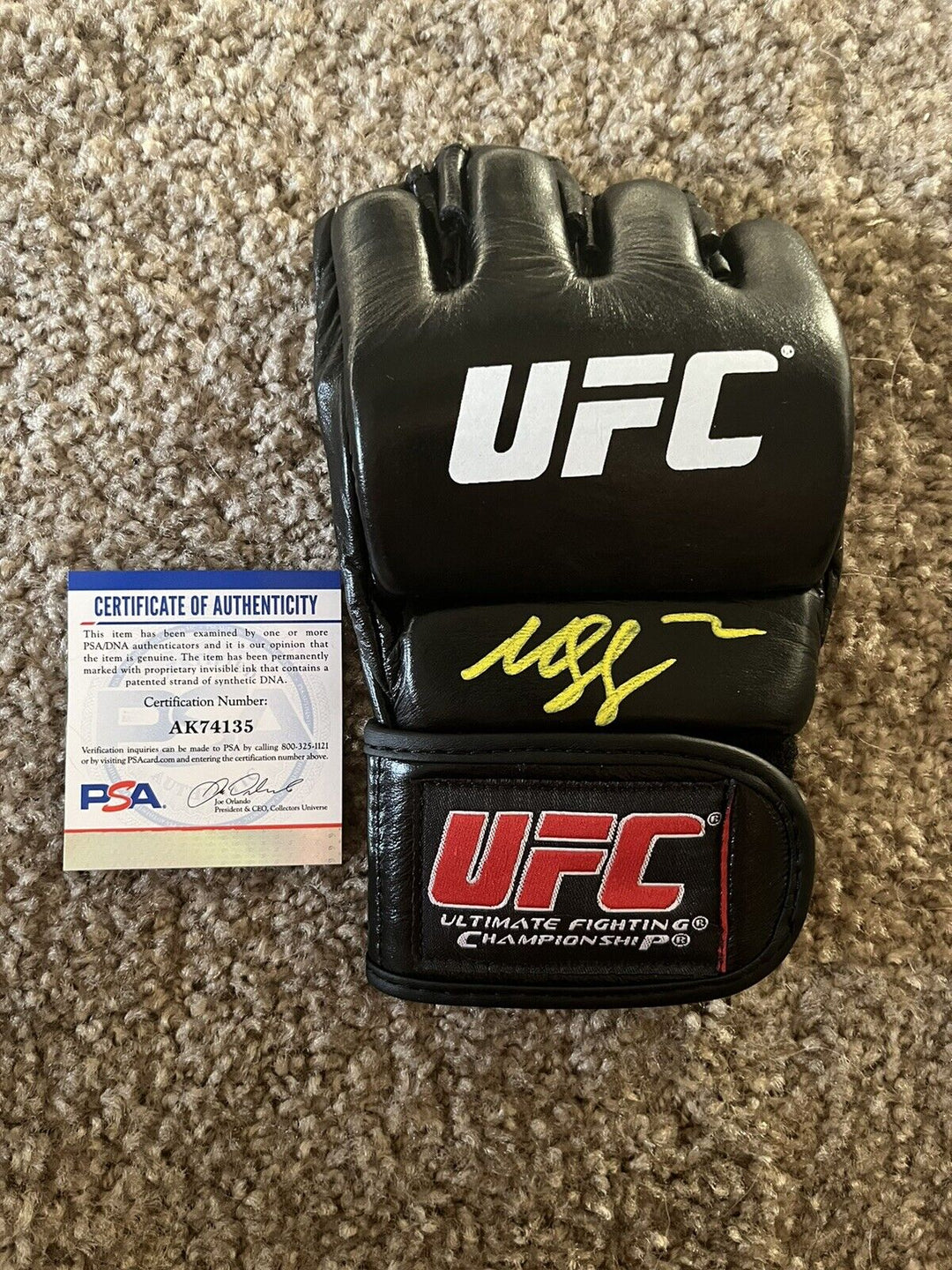 Khamzat Chimaev Autographed Signed UFC Glove PSA Witness COA