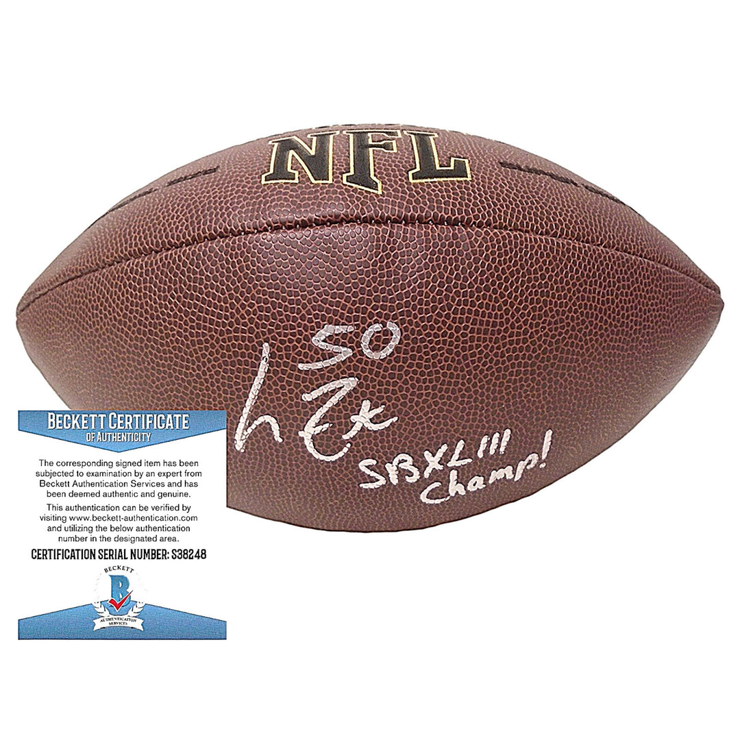 Larry Foote Pittsburgh Steelers Signed NFL Football Super Bowl XLIII Inscription Proof Beckett BAS
