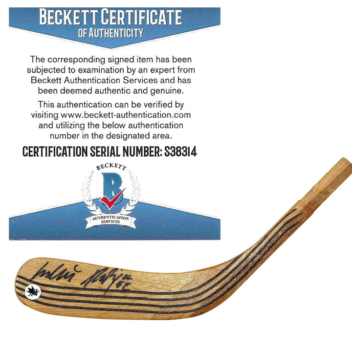 Lukas Radil Signed San Jose Sharks Logo Ice Hockey Stick Blade Exact Proof Photo Beckett BAS Cert
